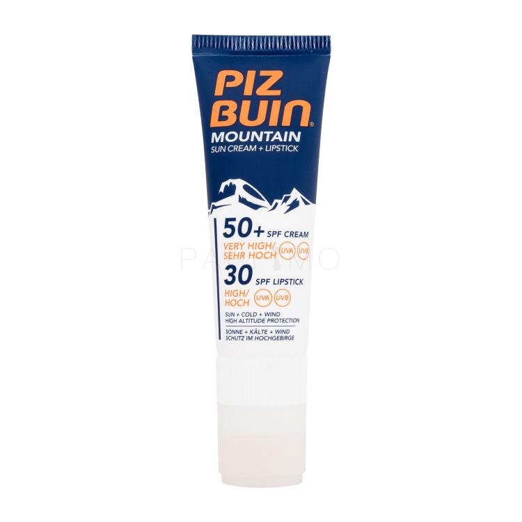 PIZ BUIN Mountain Sun Cream + Lipstick SPF50+ Zaščita pred soncem za obraz 22,3 ml