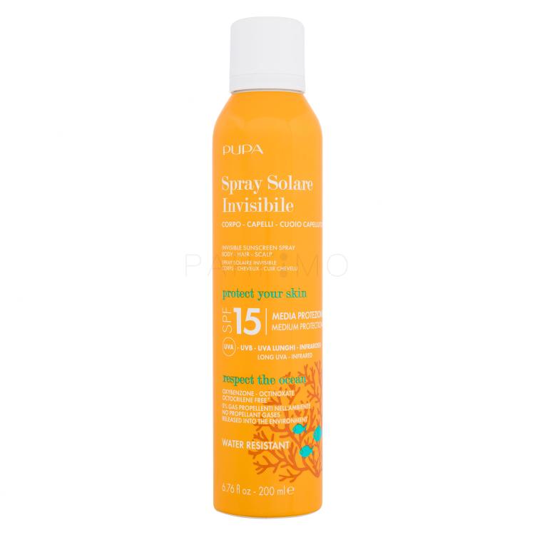 Pupa Invisible Sunscreen Spray SPF15 Zaščita pred soncem za telo 200 ml