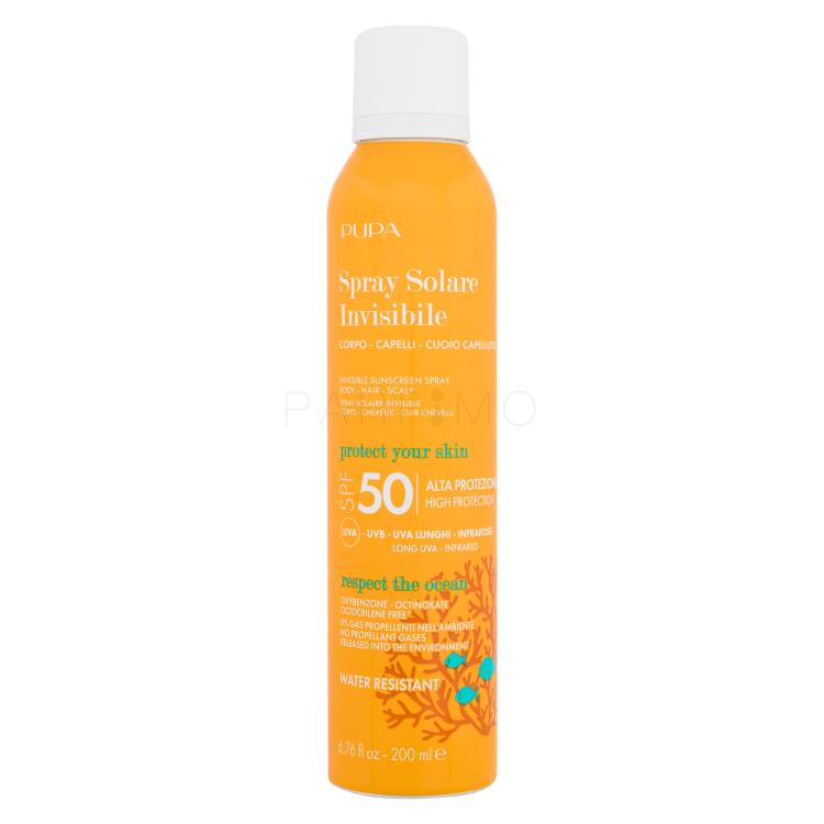 Pupa Invisible Sunscreen Spray SPF50 Zaščita pred soncem za telo 200 ml