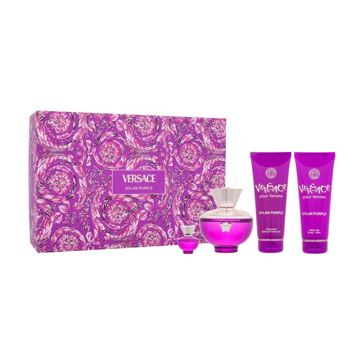 Versace Pour Femme Dylan Purple Darilni set parfumska voda 100 ml + parfumska voda 5 ml + gel za prhanje 100 ml + losjon za telo 100 ml