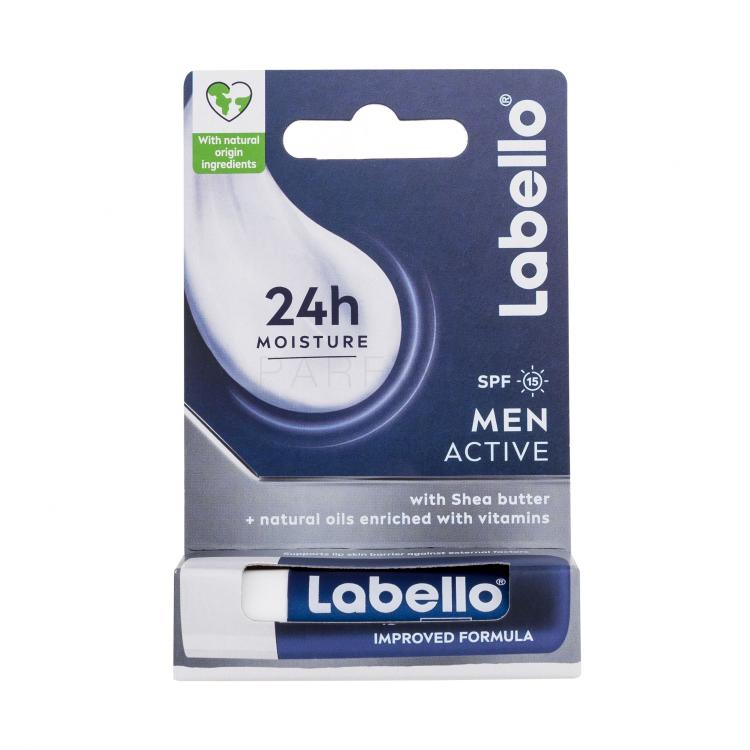 Labello Men Active 24h Moisture Lip Balm SPF15 Balzam za ustnice za moške 4,8 g