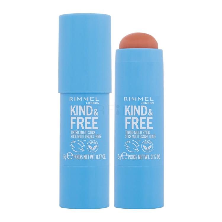 Rimmel London Kind &amp; Free Tinted Multi Stick Rdečilo za obraz za ženske 5 g Odtenek 002 Peachy Cheeks