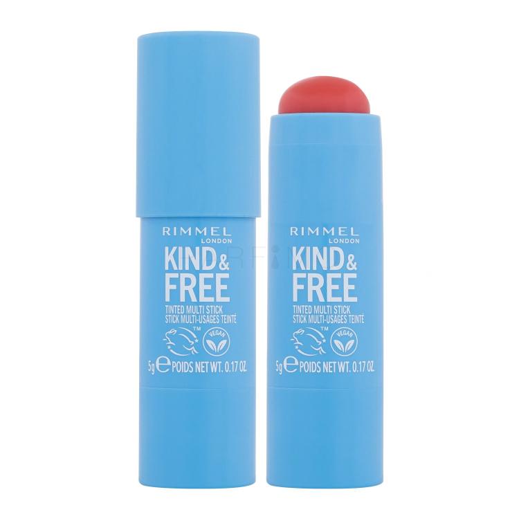 Rimmel London Kind &amp; Free Tinted Multi Stick Rdečilo za obraz za ženske 5 g Odtenek 004 Tangerine Dream