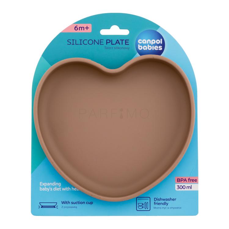 Canpol babies Silicone Suction Plate Heart Beige Posodica za otroke 300 ml