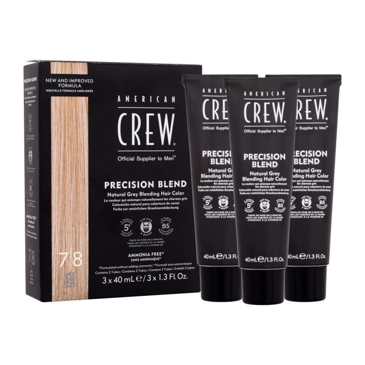 American Crew Precision Blend Natural Grey Blending Hair Color Barva za lase za moške Odtenek 7/8 Light Claro Clair Blond Set