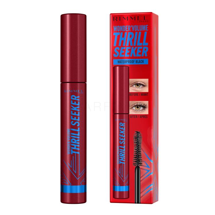 Rimmel London Thrill Seeker Maskara za ženske 8 ml Odtenek Waterproof Black