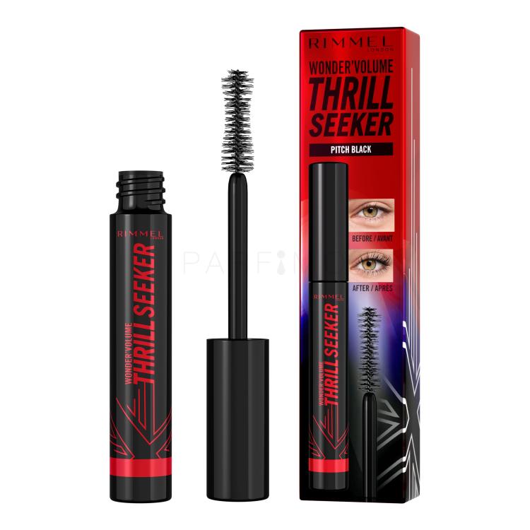 Rimmel London Thrill Seeker Maskara za ženske 8 ml Odtenek Pitch Black