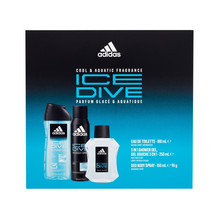 Adidas Ice Dive Darilni set toaletna voda 100 ml + deodorant 150 ml + gel za prhanje 250 ml