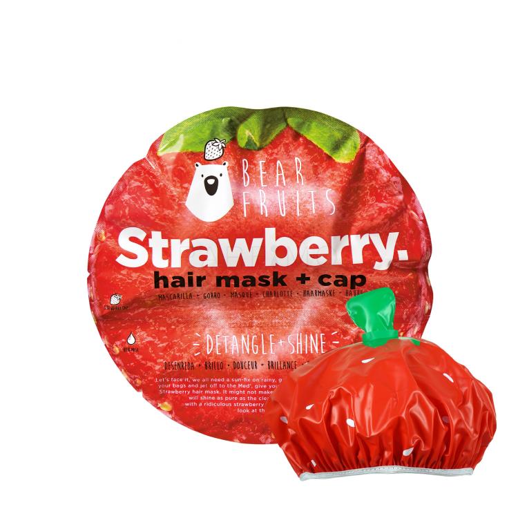 Bear Fruits Strawberry Hair Mask + Cap Maska za lase za ženske Set