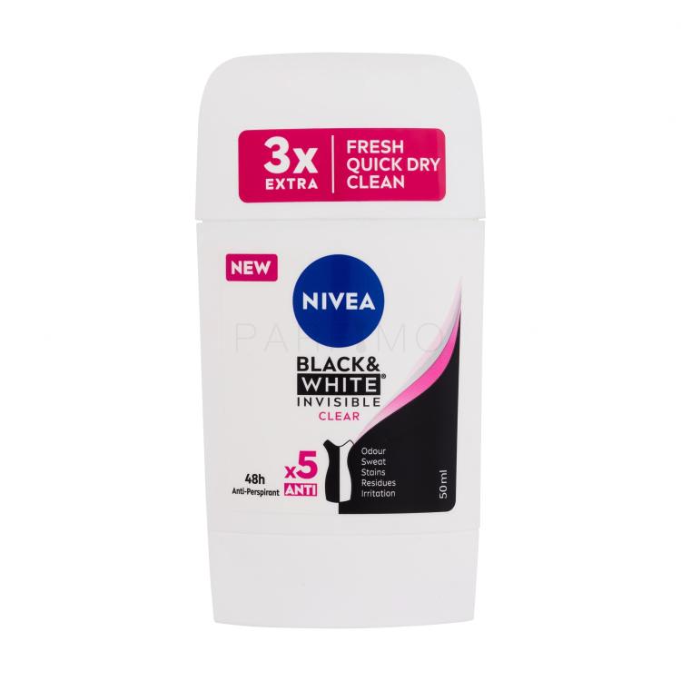 Nivea Black &amp; White Invisible Clear 48h Antiperspirant za ženske 50 ml