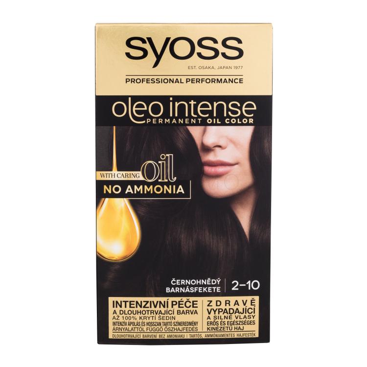 Syoss Oleo Intense Permanent Oil Color Barva za lase za ženske 50 ml Odtenek 2-10 Black Brown poškodovana škatla