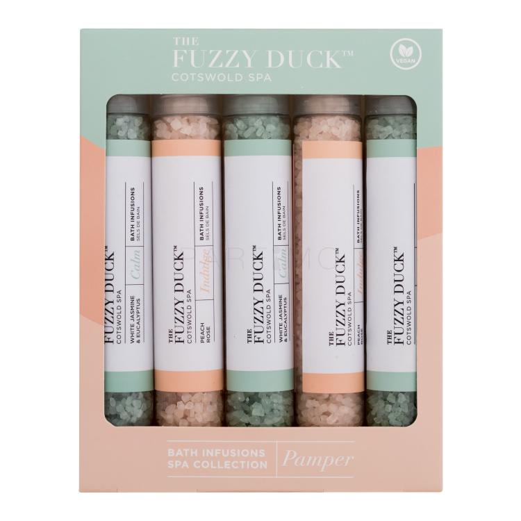 Baylis &amp; Harding The Fuzzy Duck Cotswold Spa Bath Infusions Spa Collection Darilni set kopalna sol The Fuzzy Duck Cotswold Spa Calm White Jasmine &amp; Eucalyptus 3 x 65 g + kopalna sol The Fuzzy Duck Cotswold Spa Indulge Peach Rose 2 x 65 g
