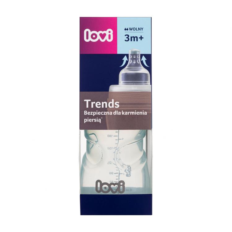 LOVI Trends Bottle 3m+ Green Otroška steklenička za otroke 250 ml