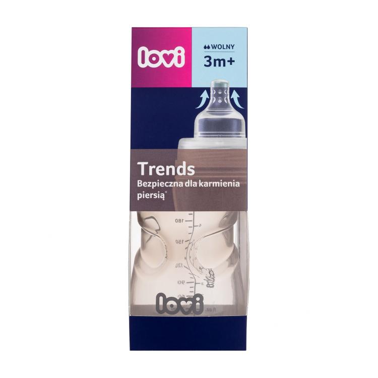 LOVI Trends Bottle 3m+ Beige Otroška steklenička za otroke 250 ml