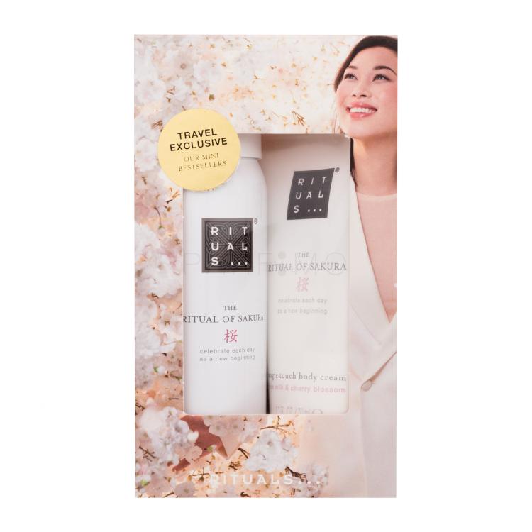 Rituals The Ritual Of Sakura Travel Exclusive Mini Bestsellers Darilni set krema za telo Magic Touch Body Cream 70 ml + pena za prhanje Sensational Foaming Shower Gel 50 ml poškodovana škatla