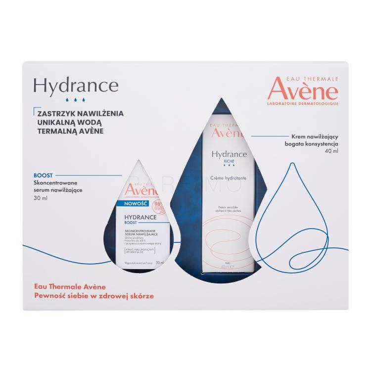 Avene Hydrance Darilni set krema za obraz Hydrance Rich Hydrating Cream 40 ml + serum za obraz Hydrance Boost Concentrated Hydrating Serum 30 ml