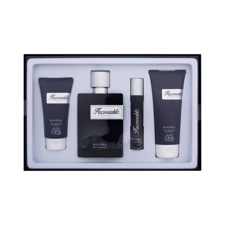 Faconnable Riviera Darilni set parfumska voda 90 ml + parfumska voda 20 ml + gel za prhanje 90 ml + gel za prhanje 50 ml