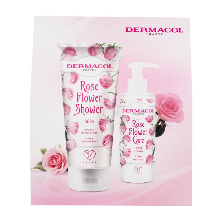 Dermacol Rose Flower Darilni set krema za prhanje Rose Flower Shower 200 ml + krema za ruke Rose Flower Care 150 ml