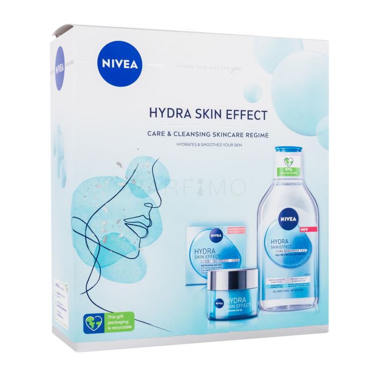 Nivea Hydra Skin Effect Gift Set Darilni set dnevni gel za obraz Hydra Skin Effect 50 ml + micelarna vodica Hydra Skin Effect 400 ml poškodovana škatla