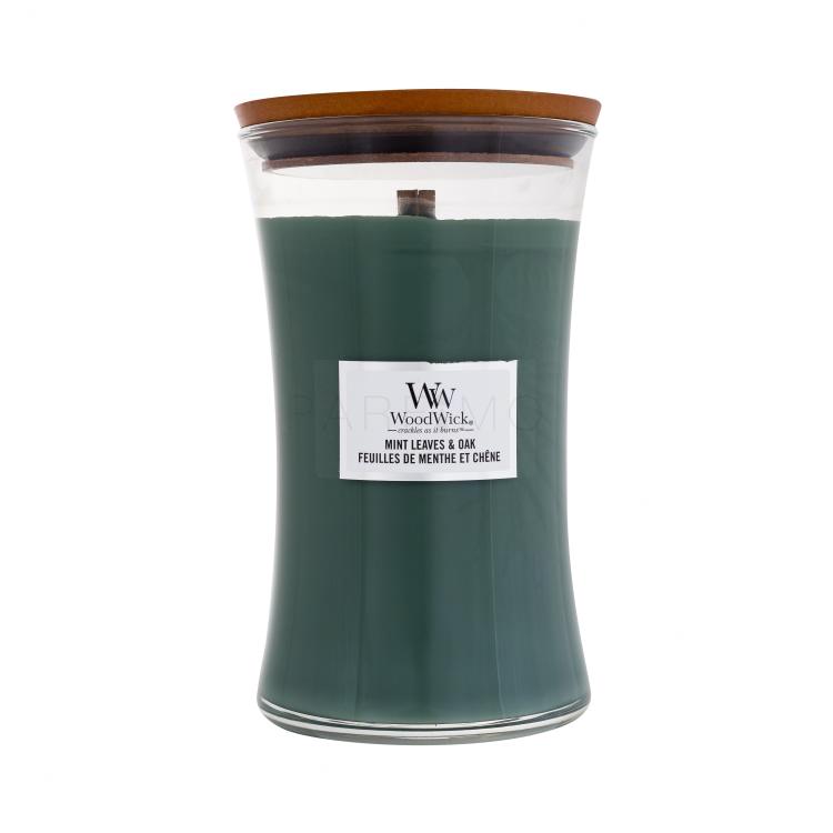 WoodWick Mint Leaves &amp; Oak Dišeča svečka 610 g