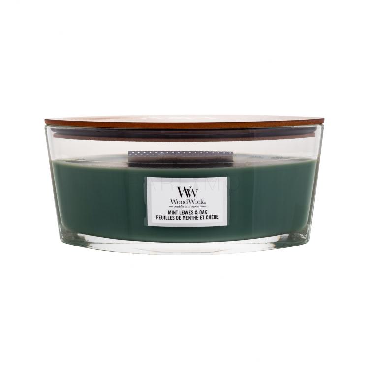 WoodWick Mint Leaves &amp; Oak Dišeča svečka 453,6 g