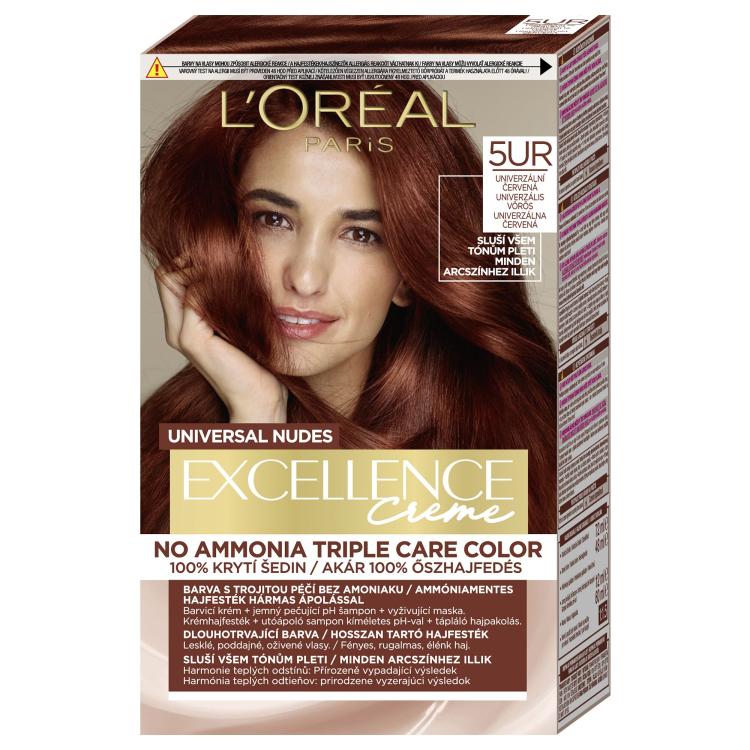 L&#039;Oréal Paris Excellence Creme Triple Protection Barva za lase za ženske 48 ml Odtenek 5UR Universal Red