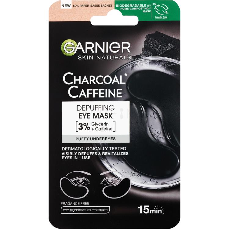 Garnier Skin Naturals Charcoal Caffeine Depuffing Eye Mask Maska za področje okoli oči za ženske 5 g