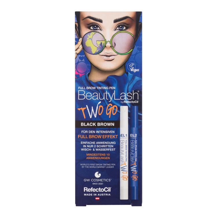 RefectoCil BeautyLash Two Go Tinting Pen Barva za obrvi za ženske Odtenek Black Brown Set