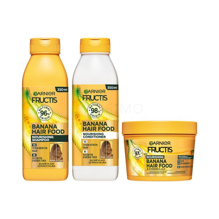 Set Šampon Garnier Fructis Hair Food Banana Nourishing Shampoo + Balzam za lase Garnier Fructis Hair Food Banana Nourishing Conditioner + Maska za lase Garnier Fructis Hair Food Banana Nourishing Mask