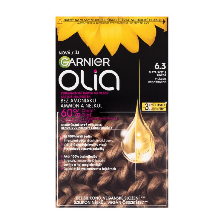 Garnier Olia Barva za lase za ženske 60 g Odtenek 6,3 Golden Light Brown poškodovana škatla