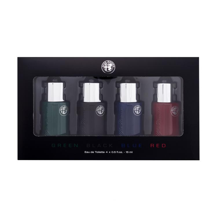 Alfa Romeo Green Darilni set toaletna voda Green 15 ml + toaletna voda Black 15 ml + toaletna voda Blue 15 ml + toaletna voda Red 15 ml