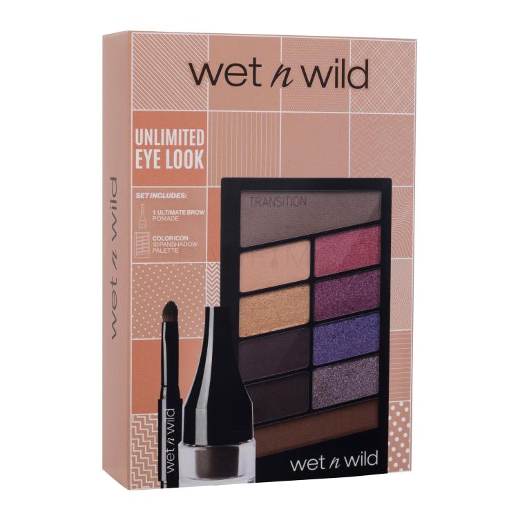 Wet n Wild Unlimited Eye Look Darilni set paletka senčil za oči Color Icon 10 Panshadow Palette 10 g V.I. Purple + pomada za obrvi Ultimate Brow Pomade 2,5 g Medium Brown