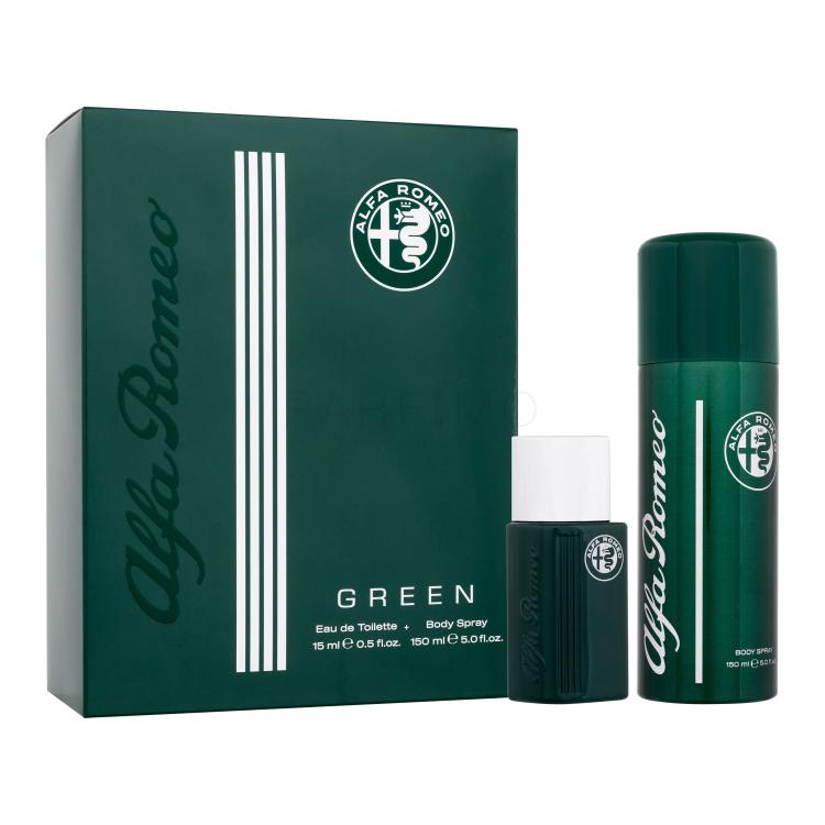 Alfa Romeo Green Darilni set toaletna voda 15 ml + sprej za telo 150 ml