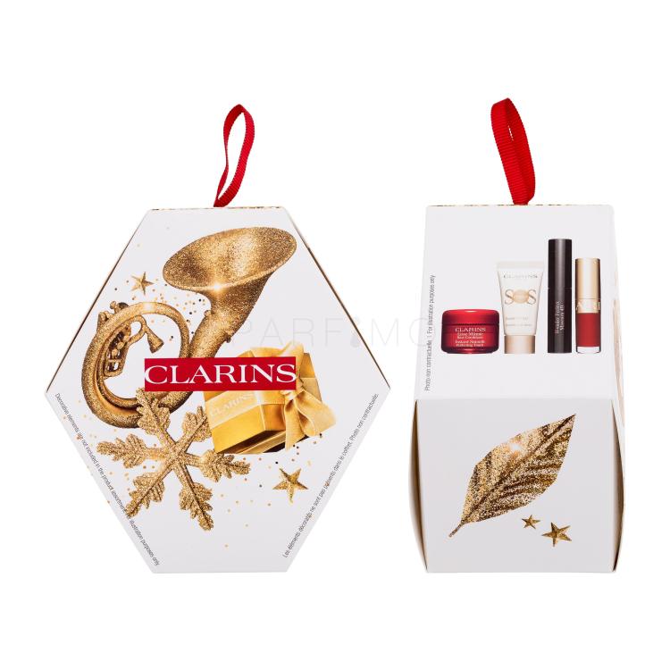 Clarins Make-up Essentials Darilni set podlaga za ličila SOS Primer 5 ml 00 Universal Light + podlaga za ličila Instant Smooth Perfecting Touch 4 ml + maskara Wonder Perfect Mascara 4D 3 ml 01 Perfect Black + olje za ustnice Lip Comfort Oil 1,4 ml 03 Cherry