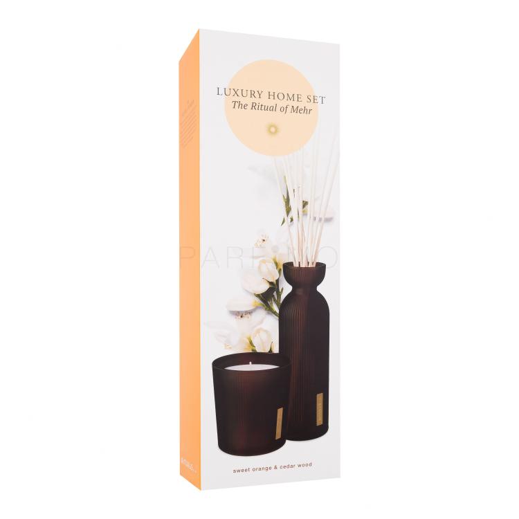 Rituals The Ritual Of Mehr Luxury Home Set Darilni set dišeča svečka The Ritual Of Mehr Energising Scented Candle 290 g + dišeče palčke The Ritual Of Mehr Soul Uplifting Fragrance Sticks 250 ml poškodovana škatla