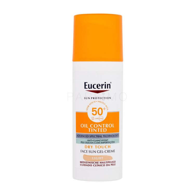 Eucerin Sun Oil Control Tinted Dry Touch Sun Gel-Cream SPF50+ Zaščita pred soncem za obraz 50 ml Odtenek Light