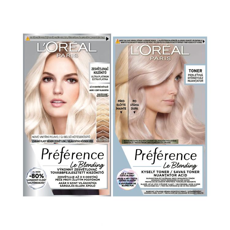 Set Barva za lase L&#039;Oréal Paris Préférence Les Blondissimes + Barva za lase L&#039;Oréal Paris Préférence Le Blonding Toner