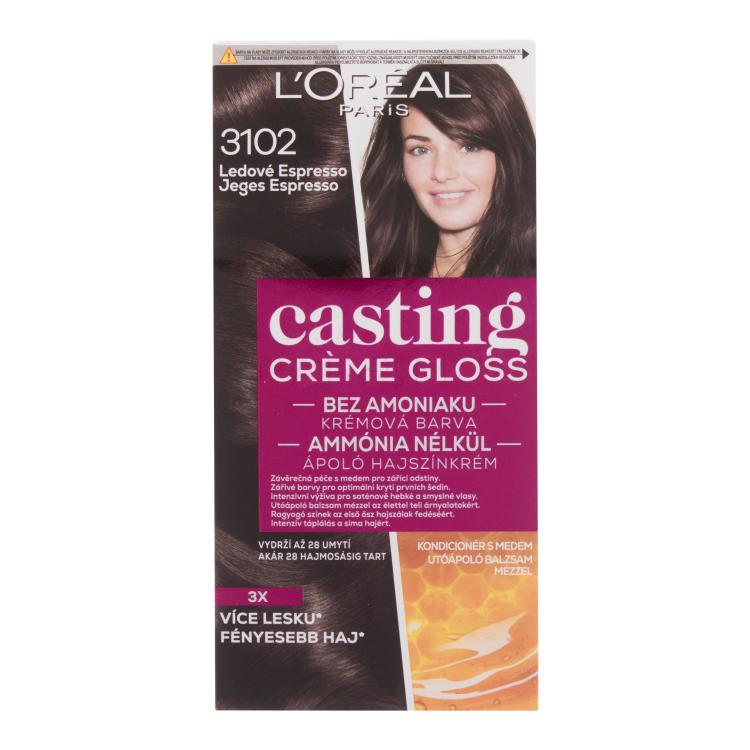 L&#039;Oréal Paris Casting Creme Gloss Barva za lase za ženske 48 ml Odtenek 3102 Iced Espresso poškodovana škatla