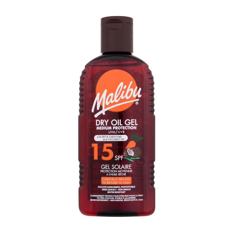 Malibu Dry Oil Gel With Beta Carotene and Coconut Oil SPF15 Zaščita pred soncem za telo 200 ml