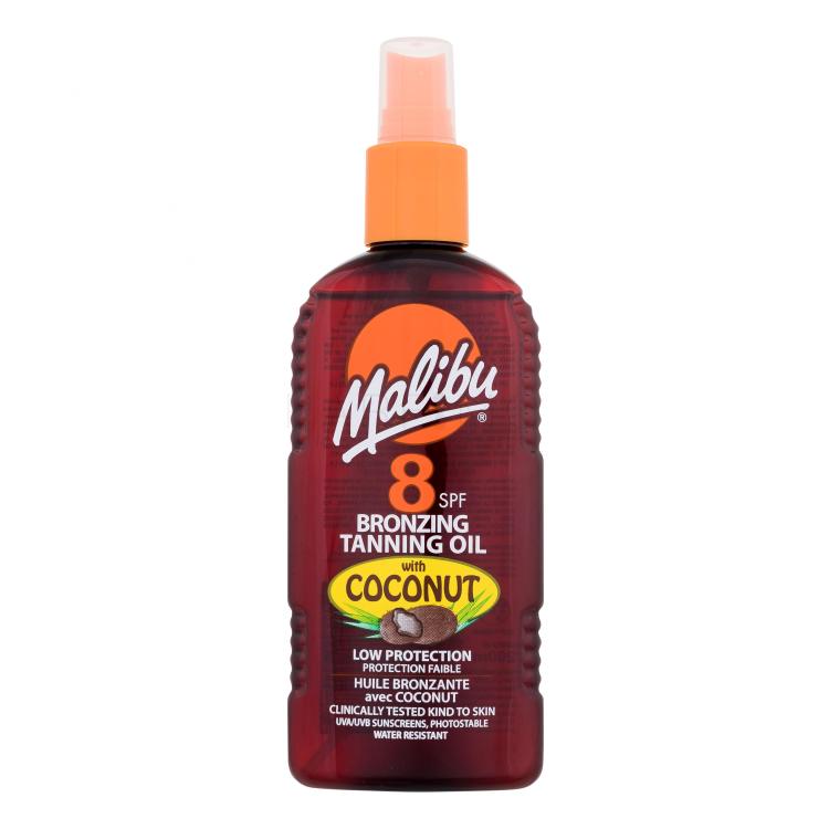 Malibu Bronzing Tanning Oil Coconut SPF8 Zaščita pred soncem za telo za ženske 200 ml