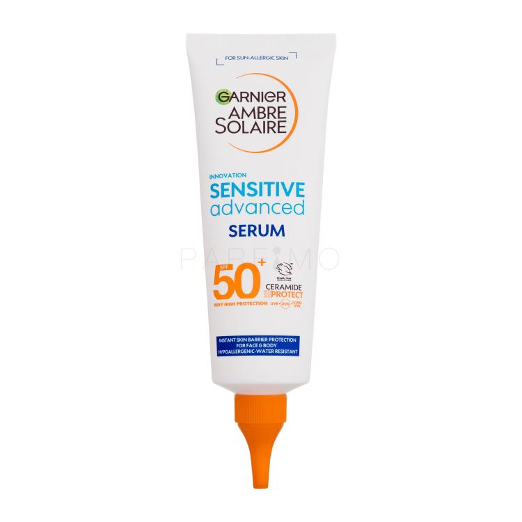 Garnier Ambre Solaire Sensitive Advanced Serum SPF50+ Zaščita pred soncem za telo 125 ml poškodovana škatla