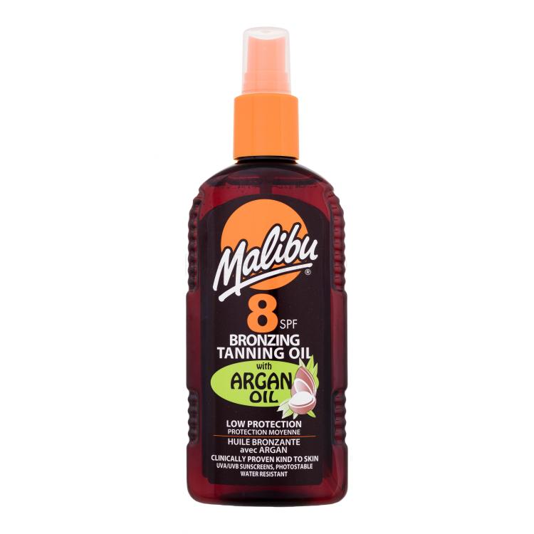 Malibu Bronzing Tanning Oil Argan Oil SPF8 Zaščita pred soncem za telo za ženske 200 ml