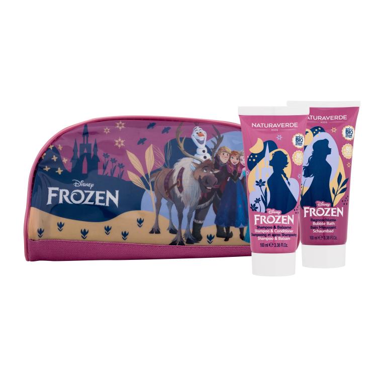 Naturaverde Disney Frozen Darilni set pena za kopel 100 ml + šampon in balzam 100 ml + kozmetična torbica