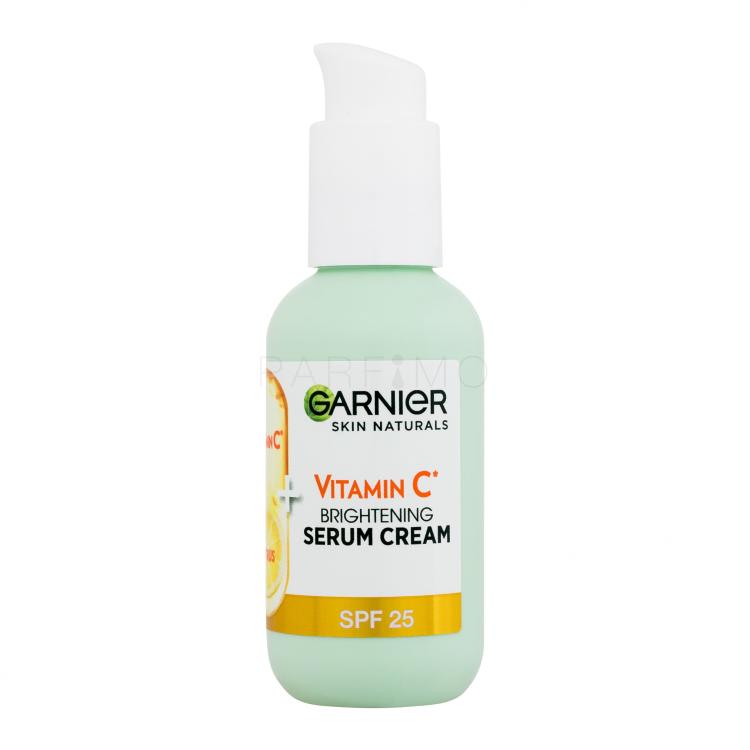 Garnier Skin Naturals Vitamin C Brightening Serum Cream SPF25 Serum za obraz za ženske 50 ml poškodovana škatla