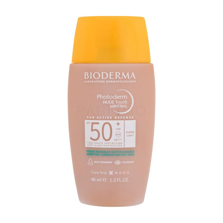 BIODERMA Photoderm Nude Touch Mineral SPF50+ Zaščita pred soncem za obraz 40 ml Odtenek Light