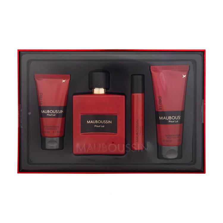 Mauboussin Pour Lui In Red Darilni set parfumska voda 100 ml + gel za prhanje 90 ml + parfumska voda 20 ml + gel za prhanje 50 ml