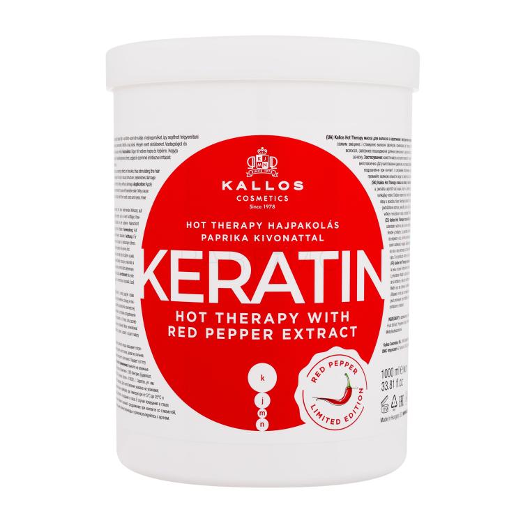 Kallos Cosmetics Keratin Hot Therapy With Red Pepper Extract Maska za lase za ženske 1000 ml