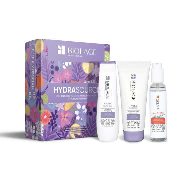 Biolage Hydra Source Darilni set šampon Hydra Source 250 ml + balzam Hydra Source 200 ml + olje za lase All-In-One Multi-Benefit Oil 125 ml