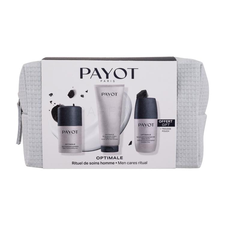 PAYOT Optimale Men Cares Ritual Darilni set gel krema za obraz Optimale Daily Moisturising Care 50 ml + gel za prhanje Optimale Shower Gel For Face &amp; Body 200 ml + antiperspirant Optimale 24HR Roll-On Antiperspirant 75 ml + kozmetična torbica