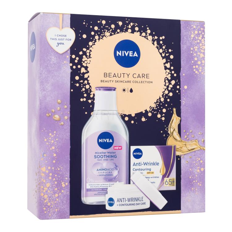 Nivea Beauty Care Darilni set dnevna krema za obraz Anti-Wrinkle Contouring Day Care 65 SPF30 50 ml + micelarna vodica Soothing Micellar Water 400 ml